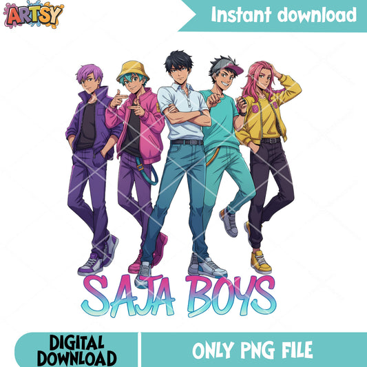 Saja boys kpop group png, anime boys band png, kpop idol group png