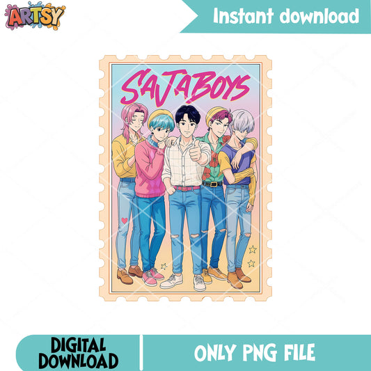Saja boys kpop poster png, love saja boys png, kpop hunters png