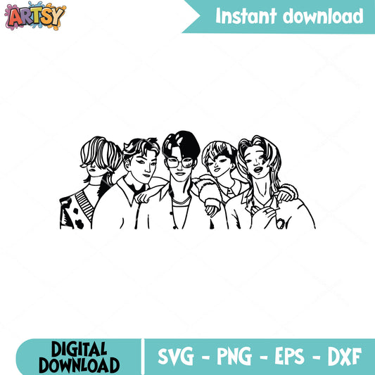 Saja boys outline svg, saja boys band svg, demon hunters svg