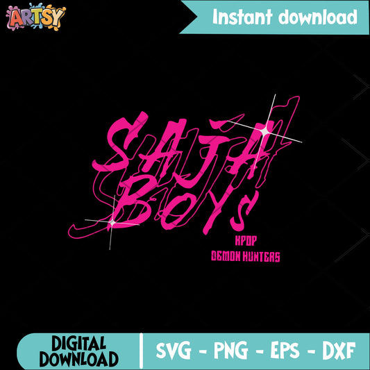 Saja boys pink kpop logo svg, saja boys svg, kpop demon hunters svg