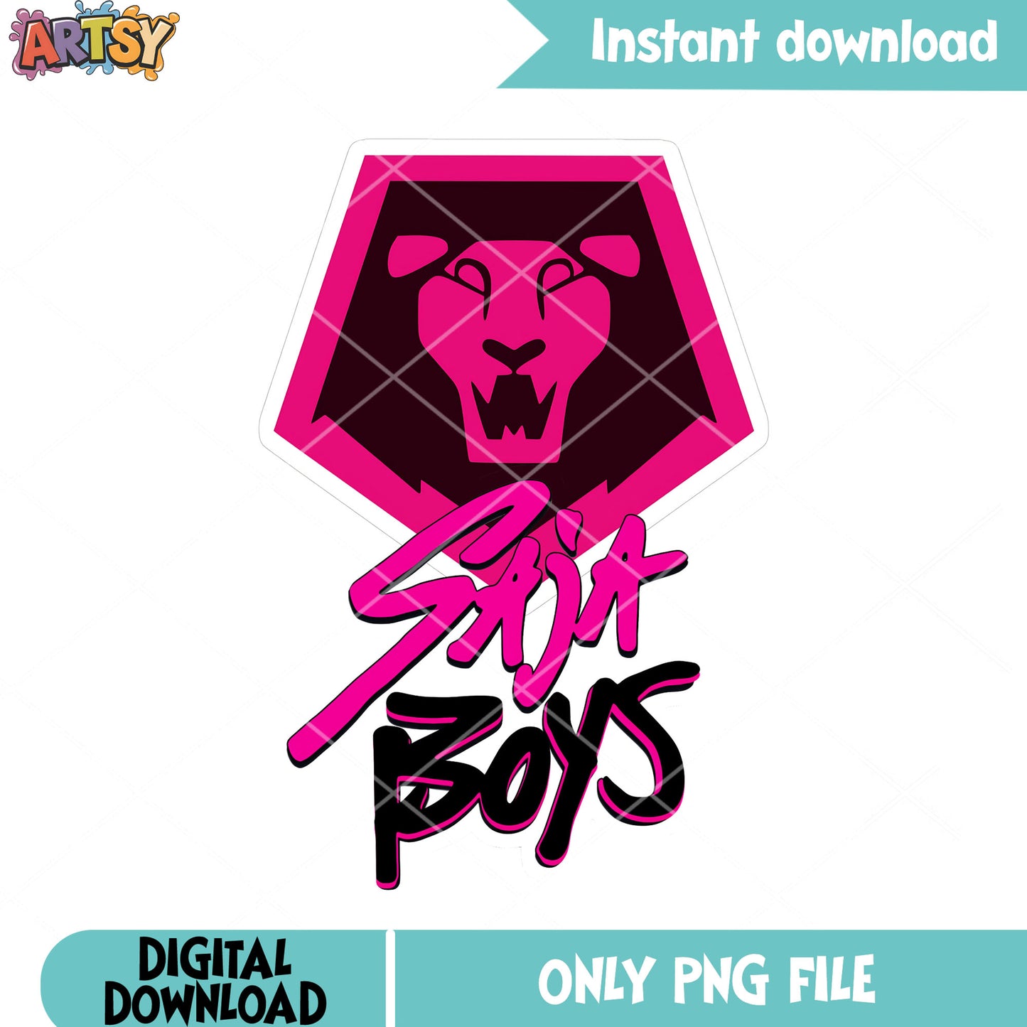 Saja boys pink lion png, saja boys lion logo png, saja boys band​ png