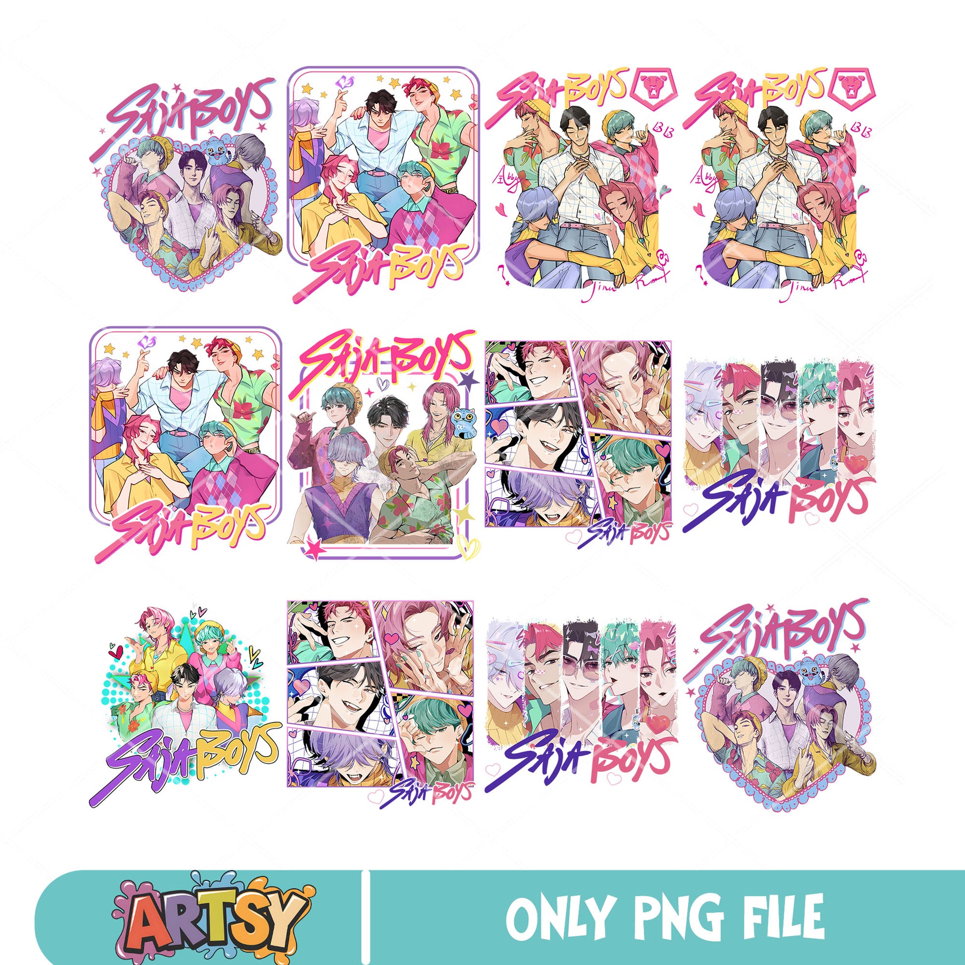Saja boys poster bundle png, kpop netflix png, kpop saja boys png