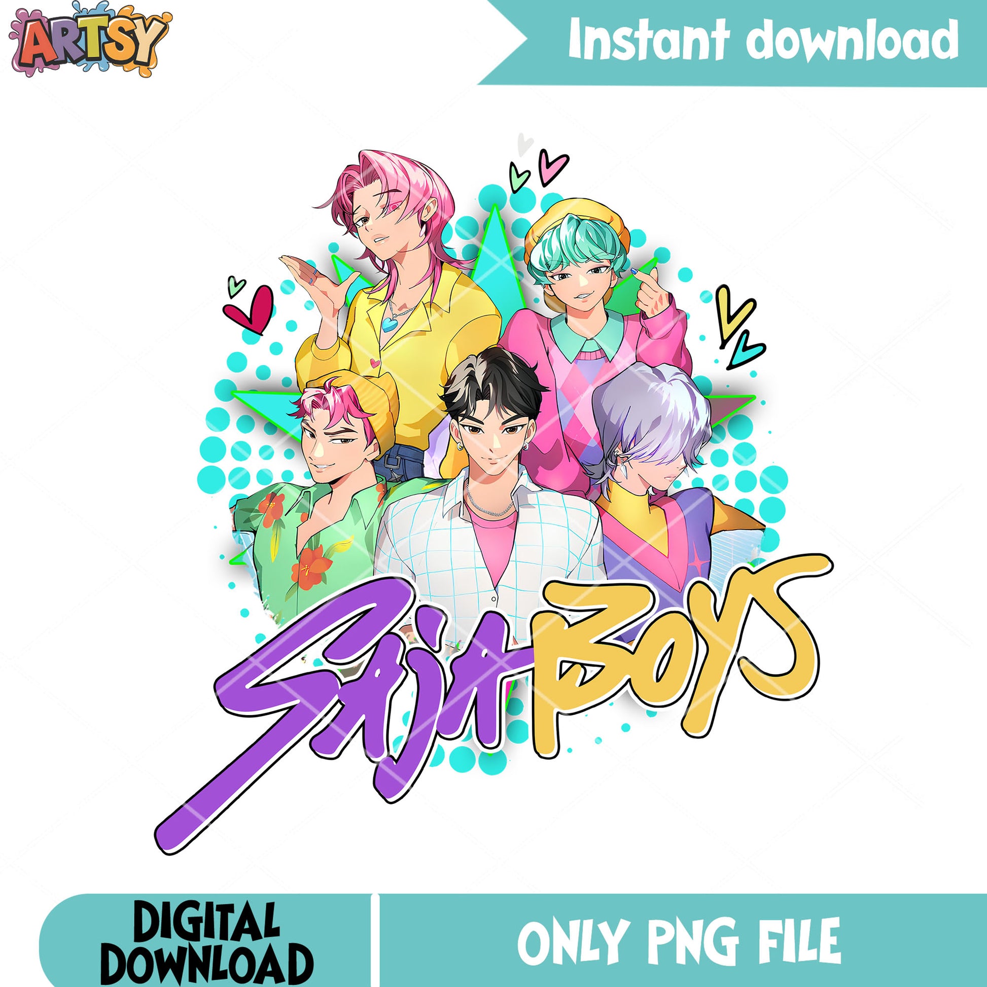 Saja boys starburst png, poster debut saja anime png, sticker png