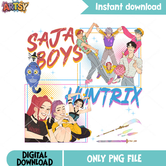 Saja boys your idols png, soda pop anime png, huntrix takedown png