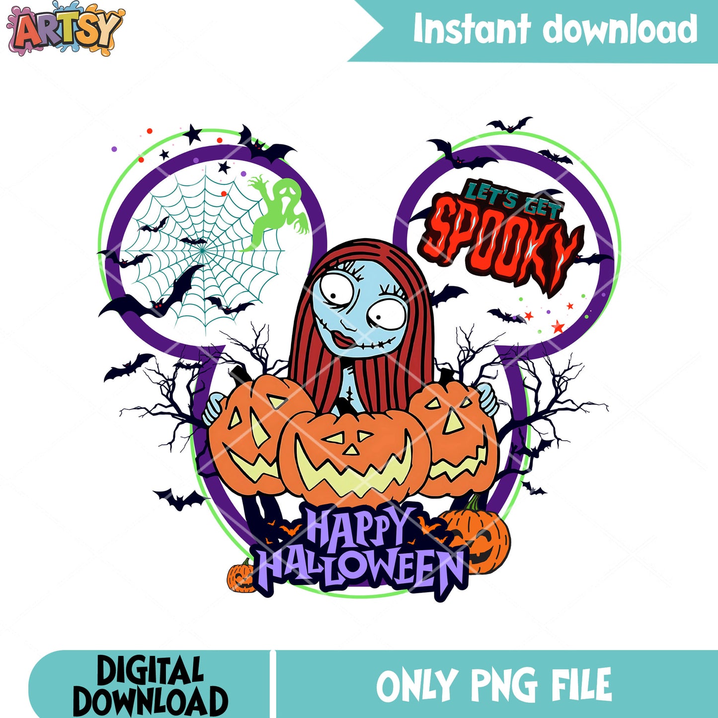 Sally zombie png, jack o lantern png, creepy halloween png