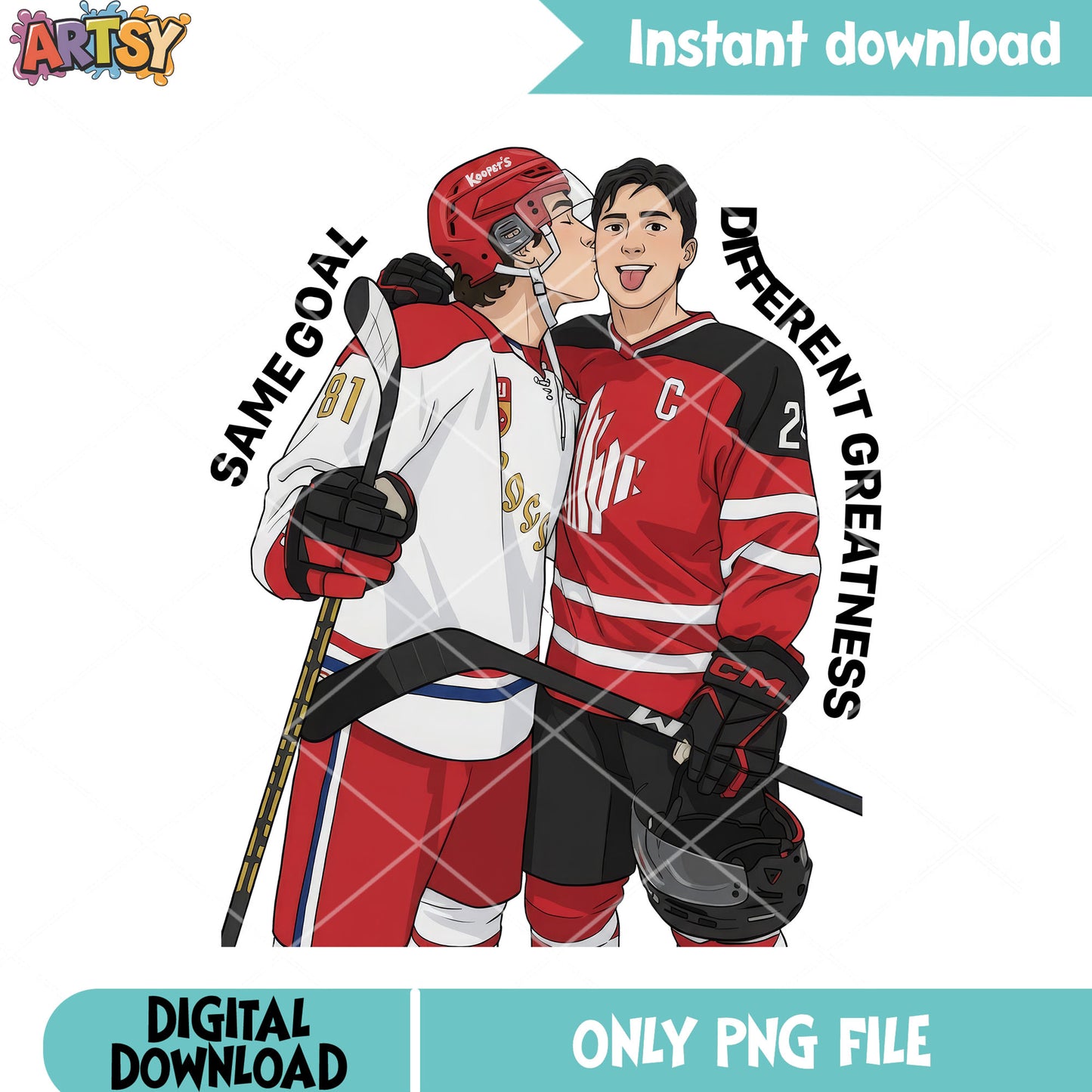 Same goal different greatness png, heated rivalry png, hockey sweater png