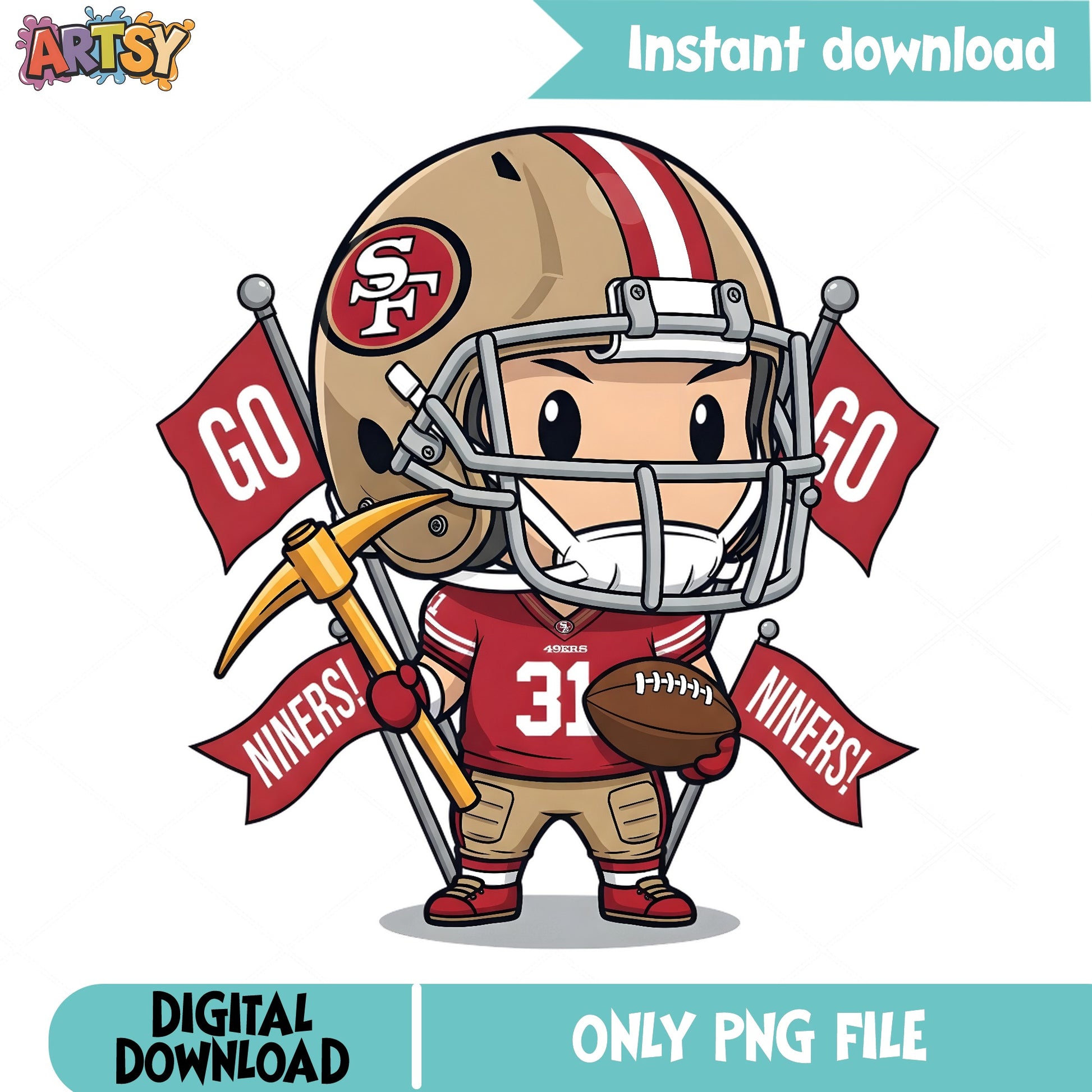 San Francisco 49ers Chibi PNG, Go Niners Football PNG, NFL PNG