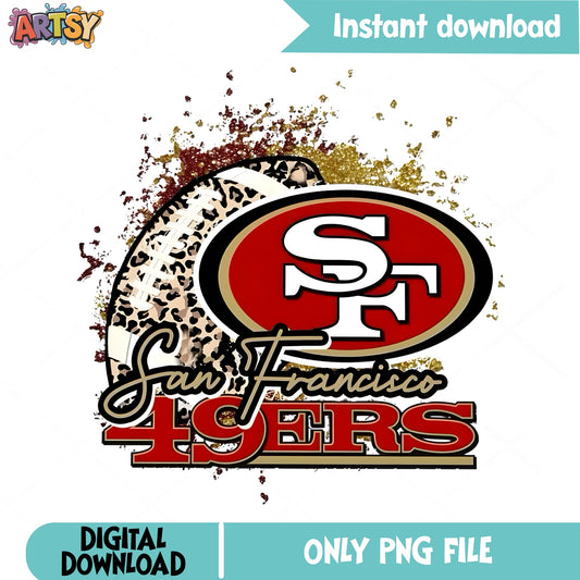 San Francisco 49ers Leopard Football PNG, NFL Team PNG, 49ers PNG