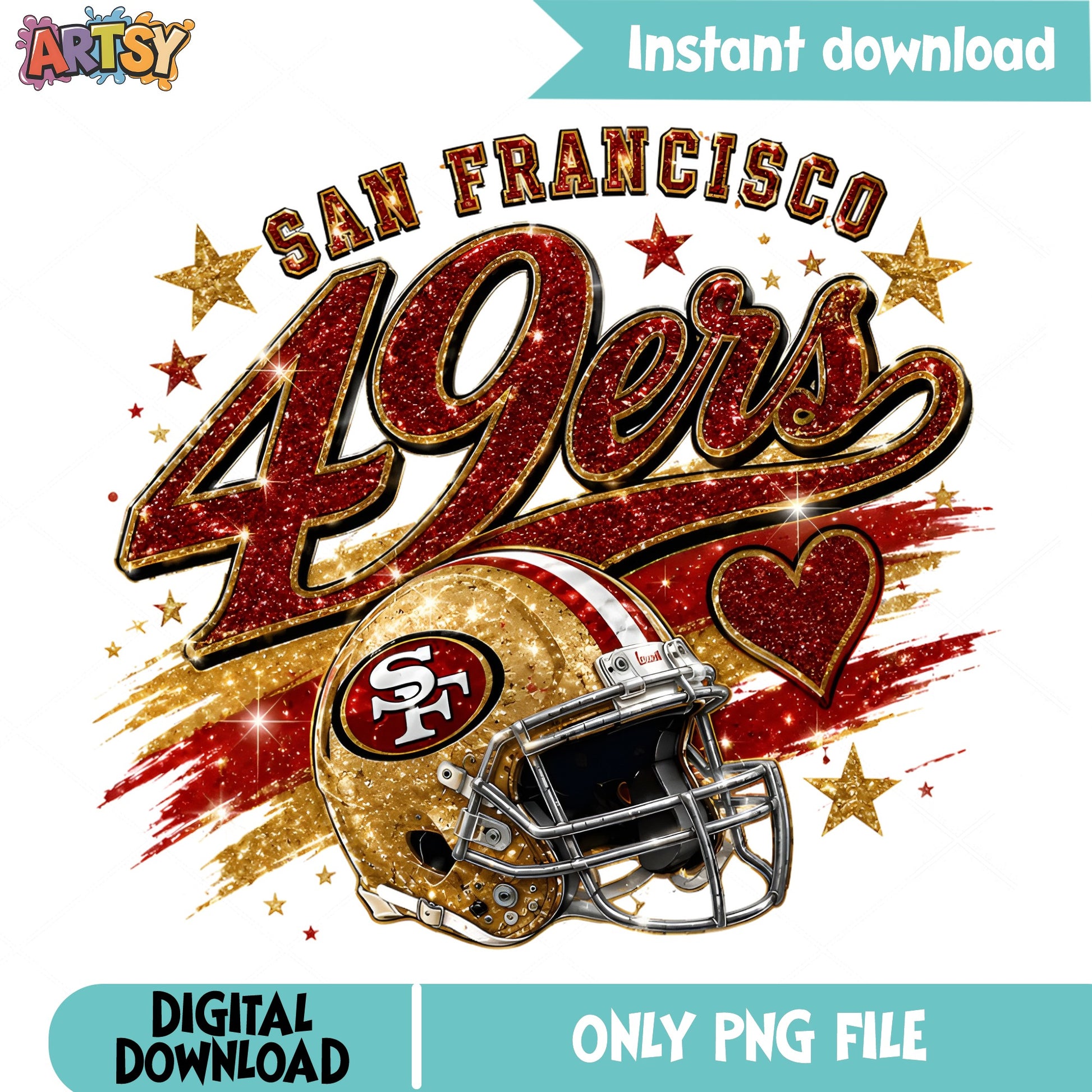 San Francisco 49ers PNG, Football Glitter PNG, NFL Team PNG