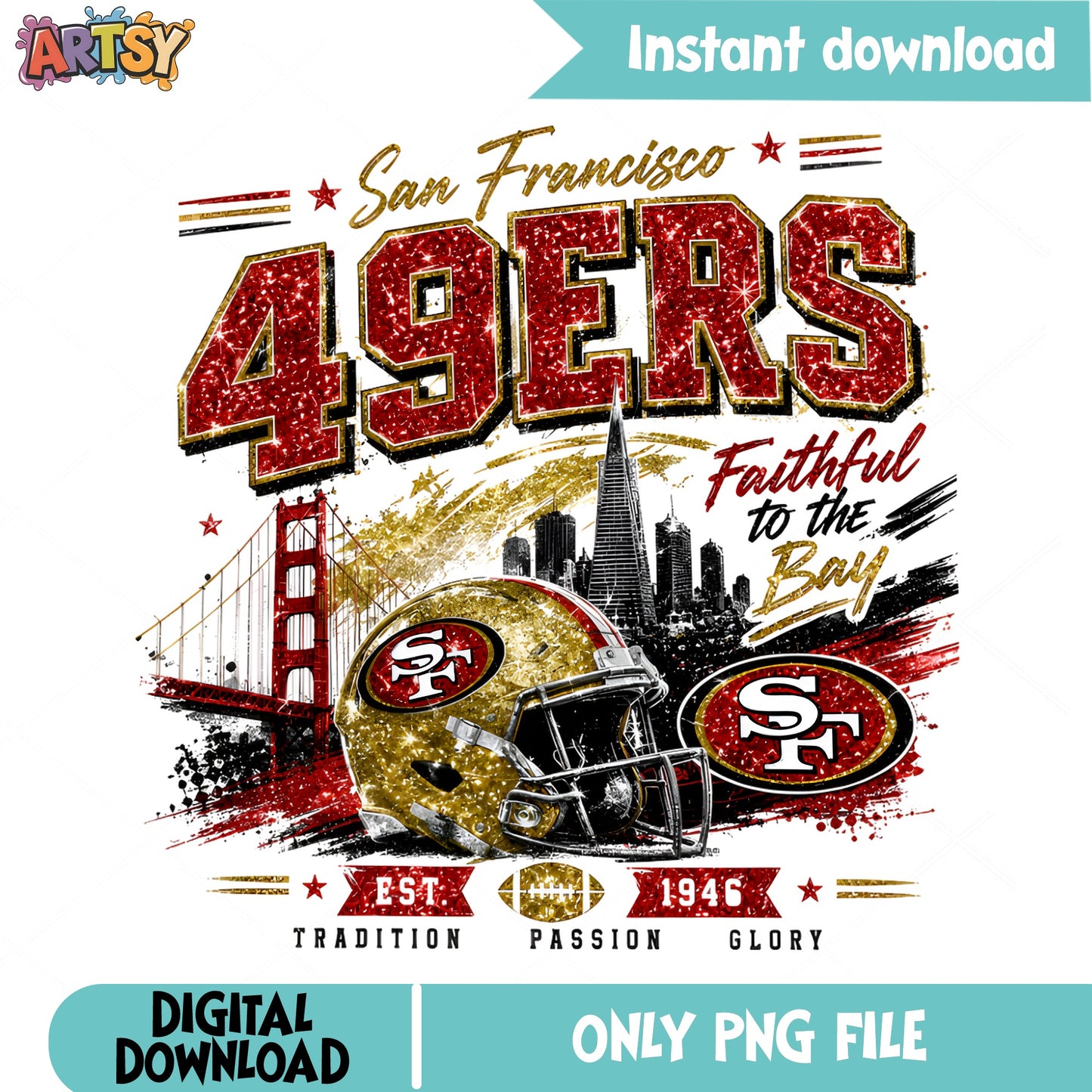 San Francisco 49ers PNG, NFL Football Sublimation, Niners PNG