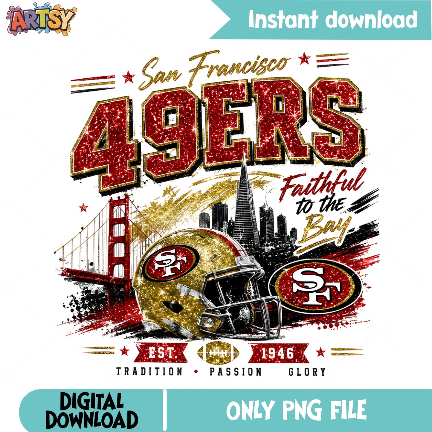 San Francisco 49ers PNG, NFL Football Team Sublimation, 49ers PNG