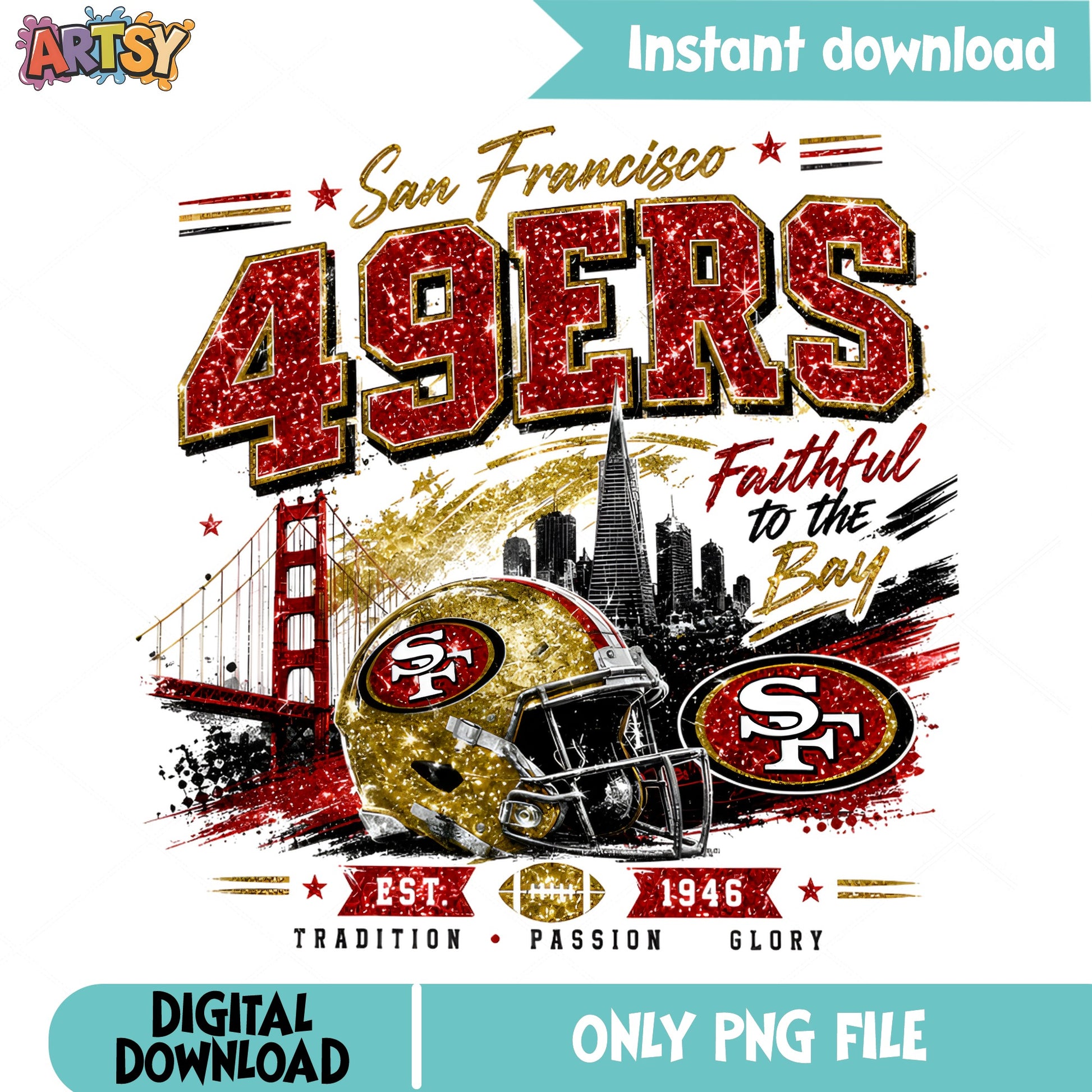 San Francisco 49ers PNG, NFL Football Team Sublimation, 49ers PNG