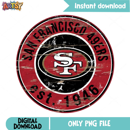 San Francisco 49ers PNG, NFL Football Team, Vintage Round PNG