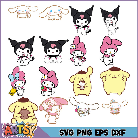Sanrio Characters SVG Bundle PNG, EPS, DXF