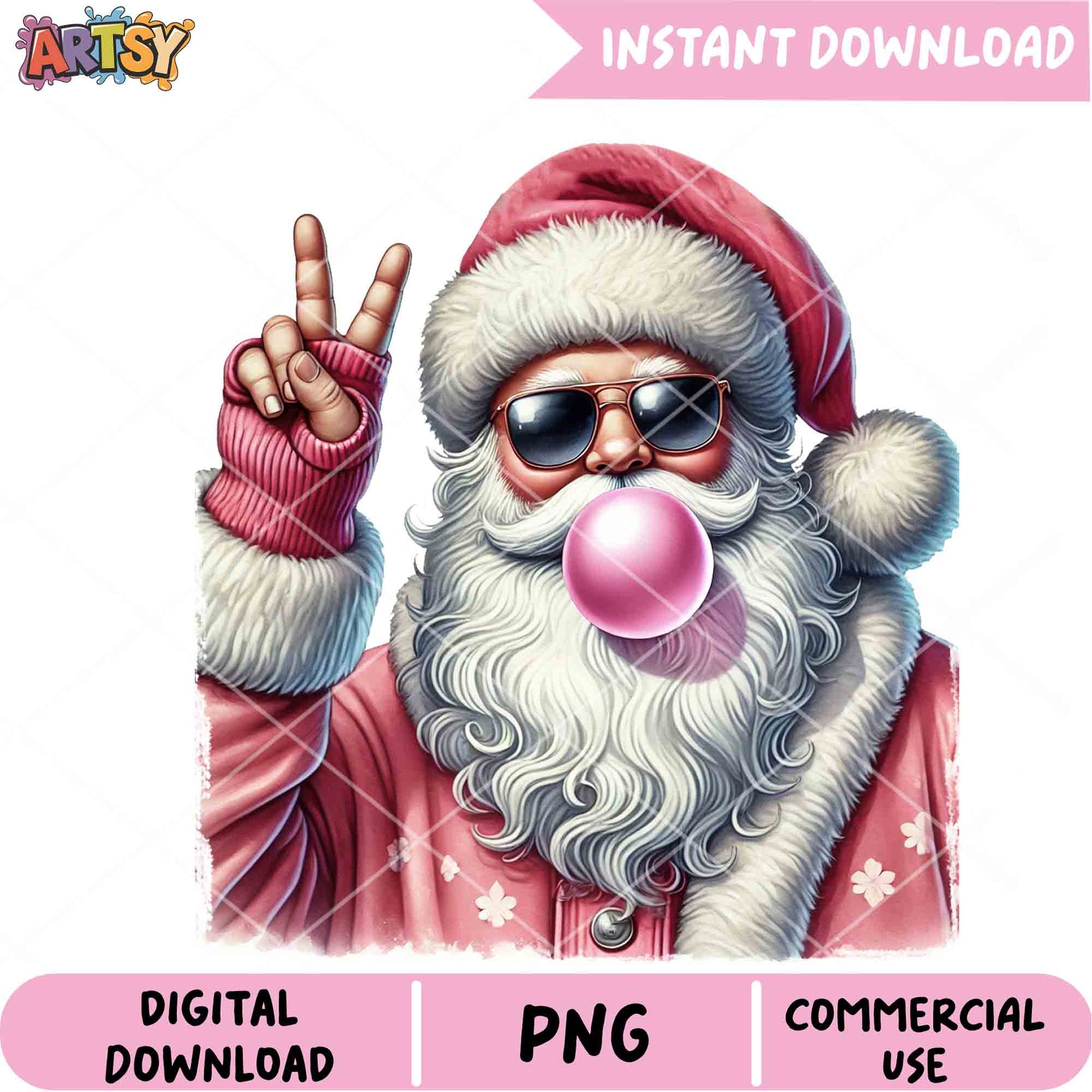 Santa Claus Coquette Png, Christmas Hat Png, Pink Santa Claus Png