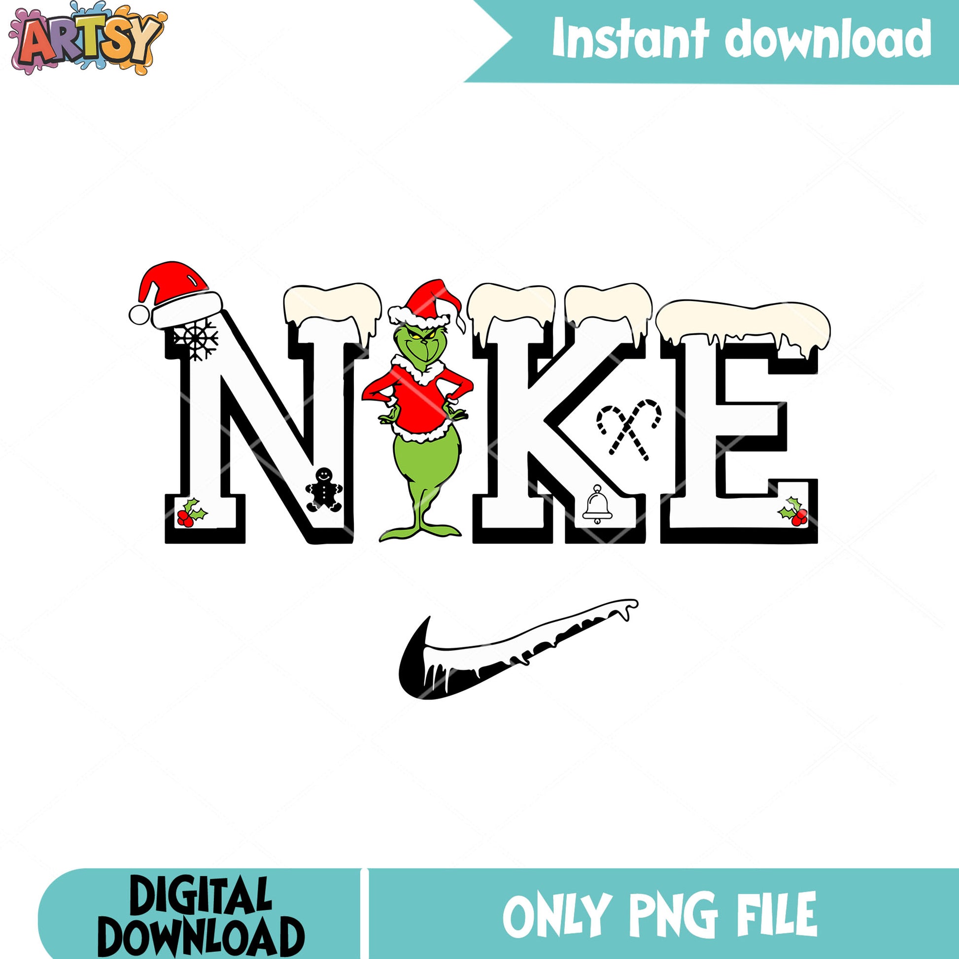 Santa christmas grinch png, the grinch png, nike christmas png