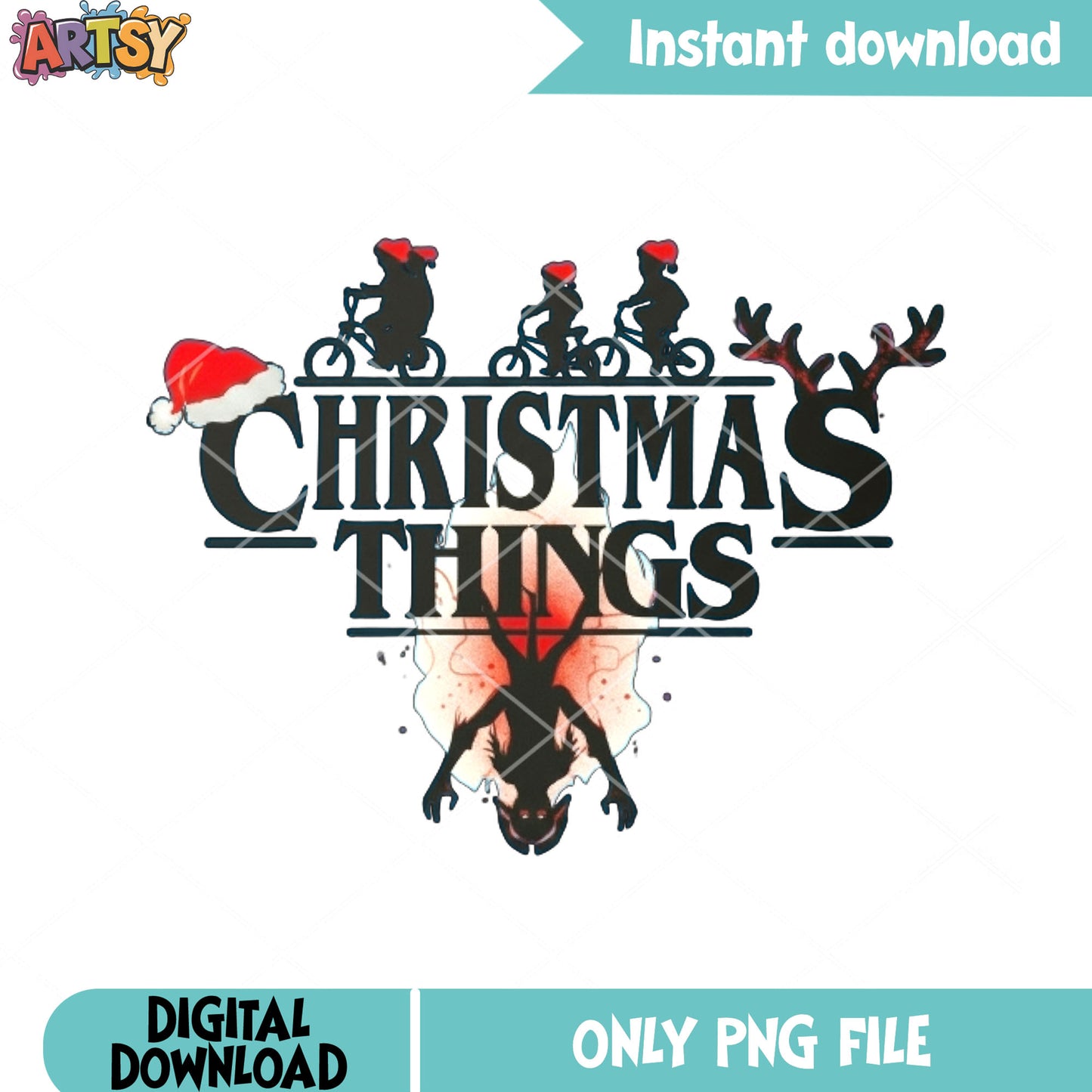 Santa christmas things png, upside down png, dermogorgon ​​png
