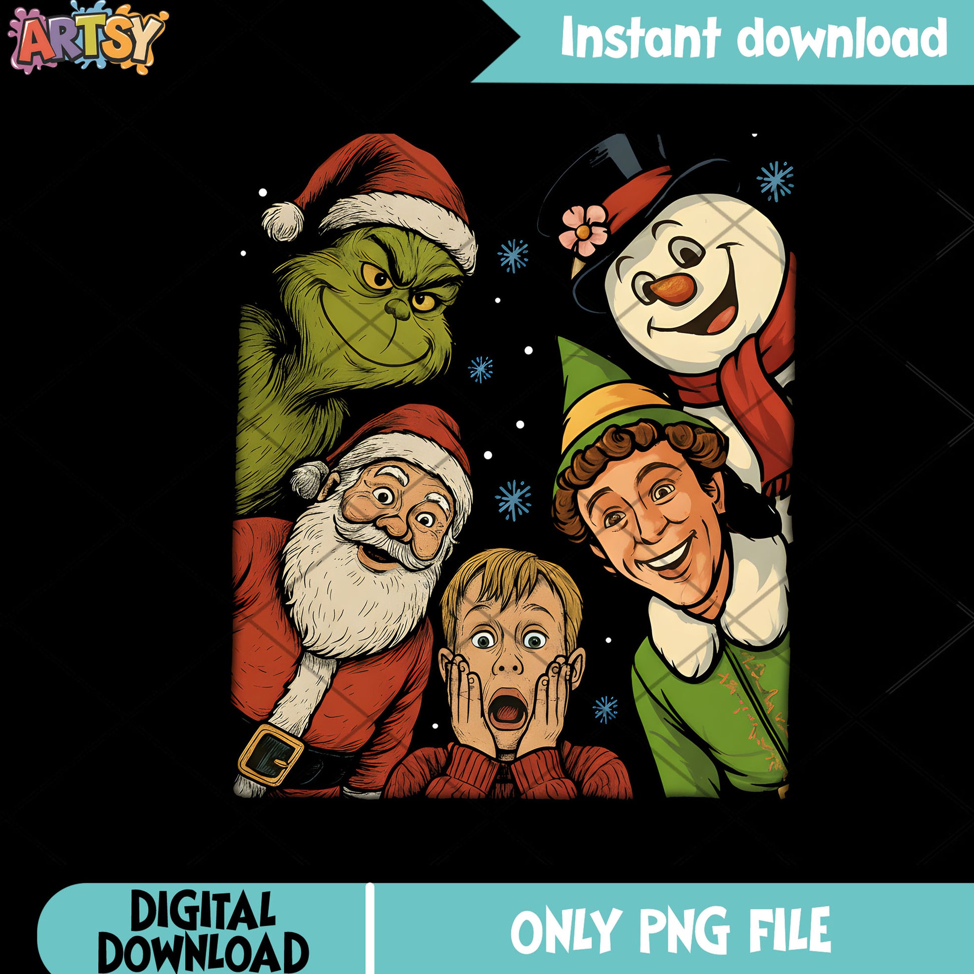 Santa claus Snowman png, snowflake png, creepy grinch png