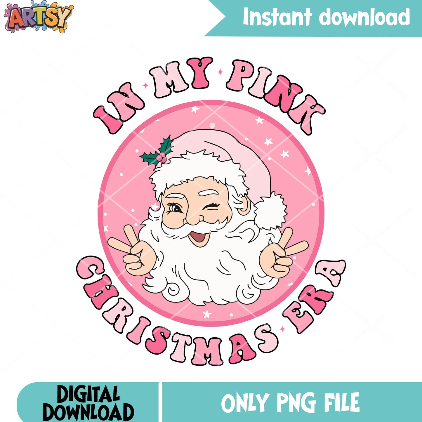Santa claus costume pink png, my pink christmas png, so funny png