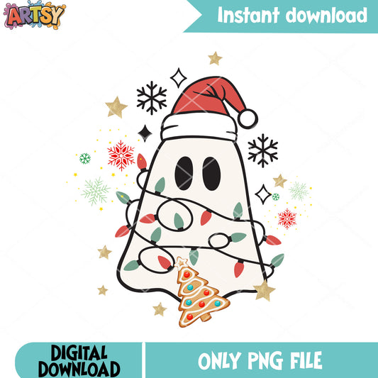Santa claus hat png, ghost costume png, scary halloween png