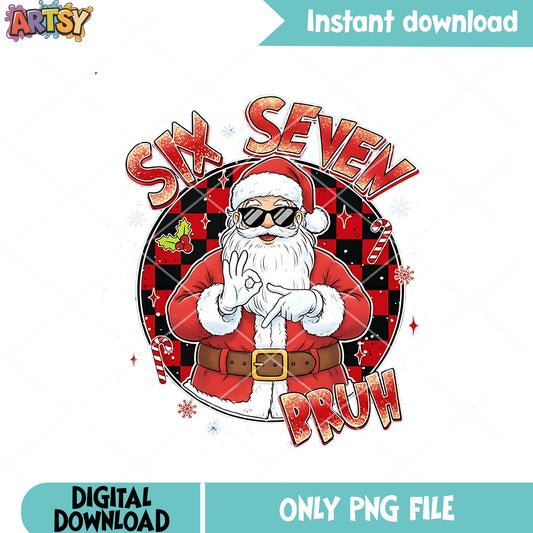 Santa claus slang word png, merry christmas png, six seven​ png