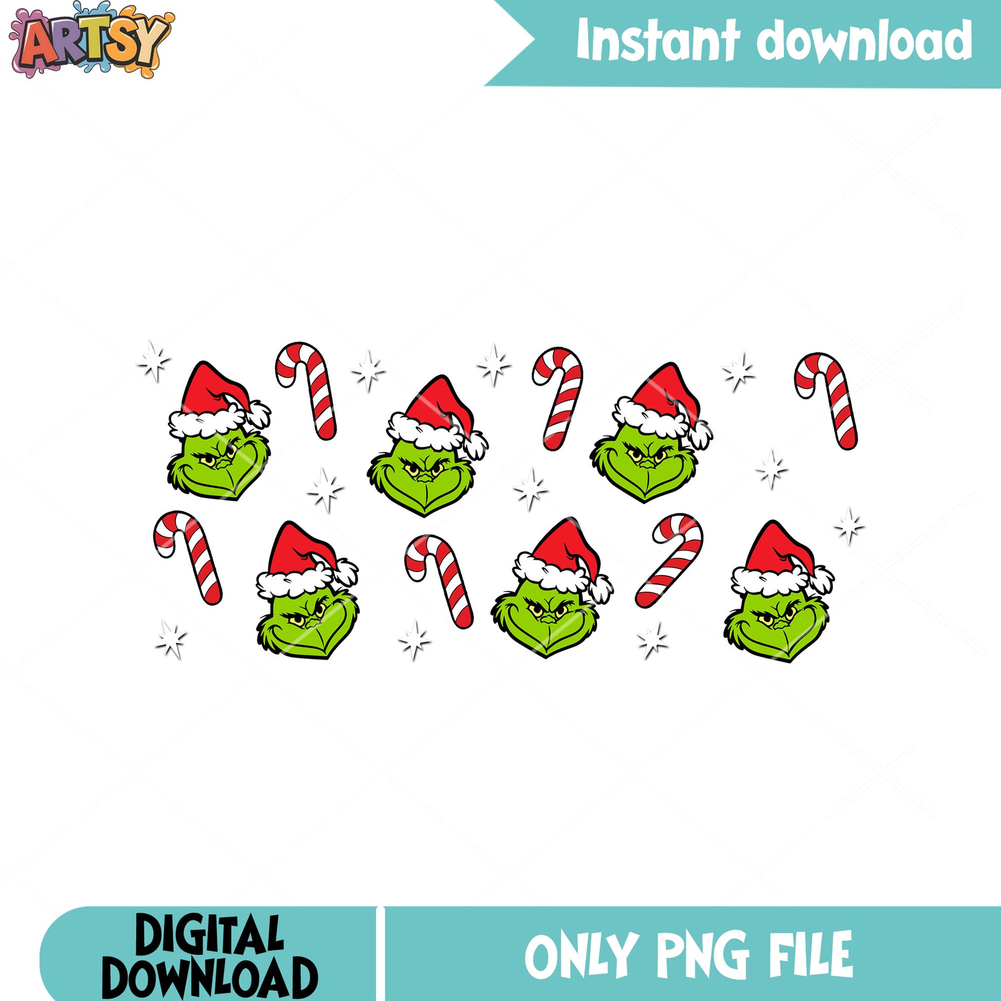 Santa creepy monster png, candy cane png, merry christmas png