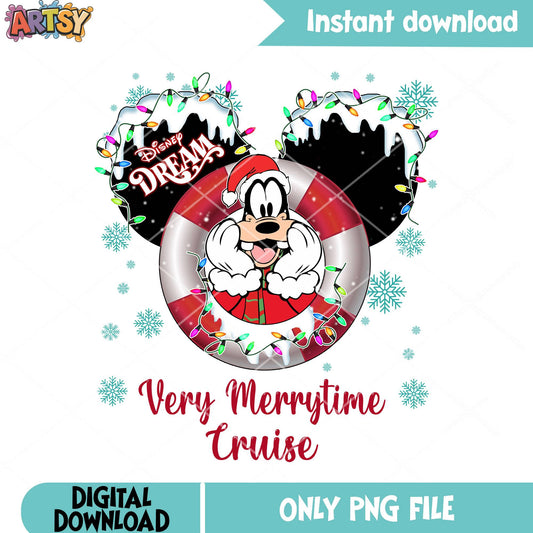 Santa dream snow goofy png, cruise travel png, disney cruise png