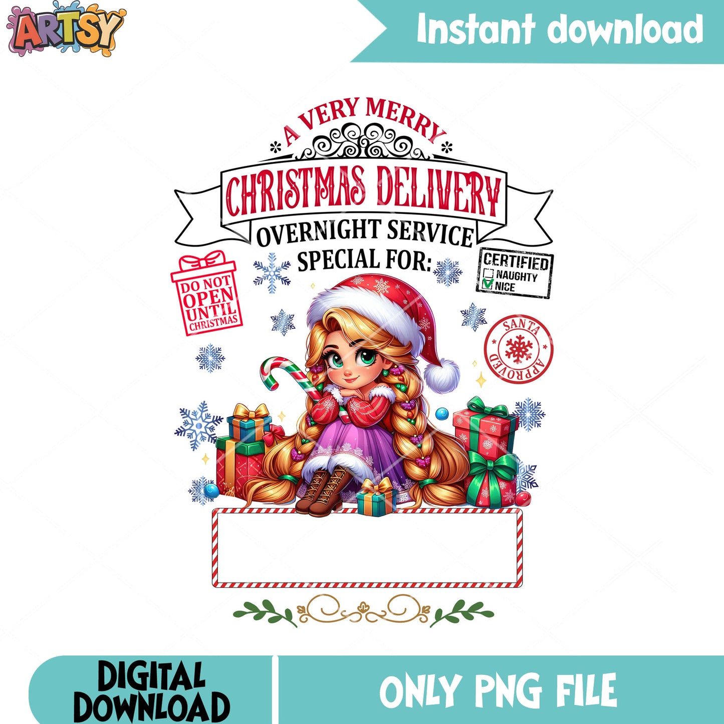 Santa hat tangled movies png, christmas delivery​ png, rapunzel png