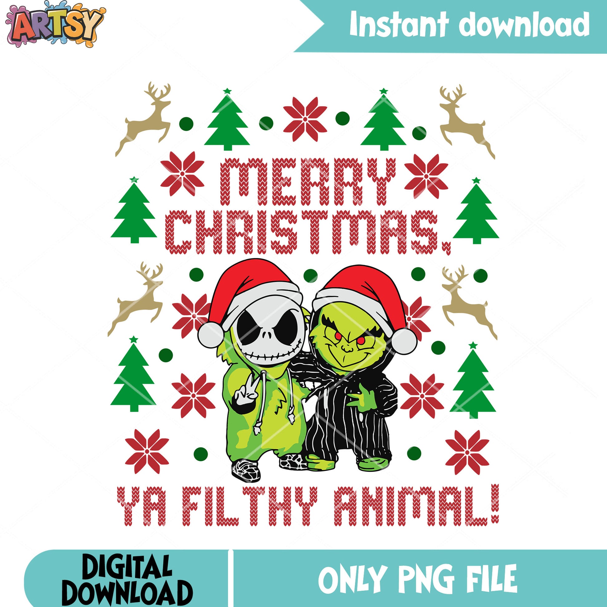 Santa hat xmas png, jack skelington png, the night before christmas png