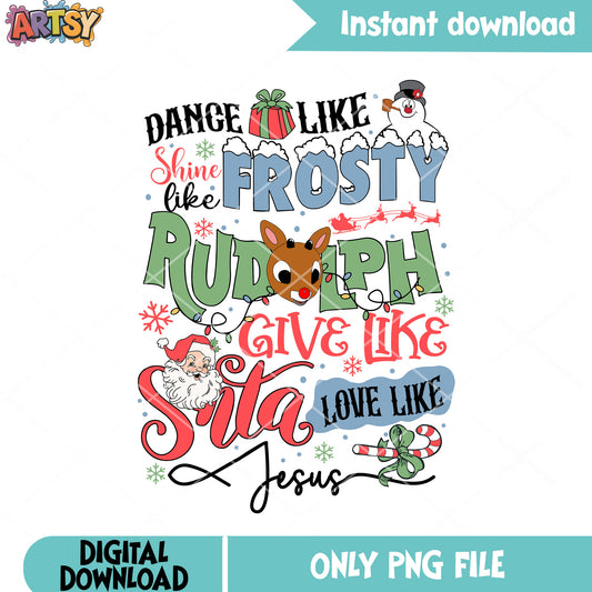 Santa love jesus png, christmas poster png, frosty the snowman png