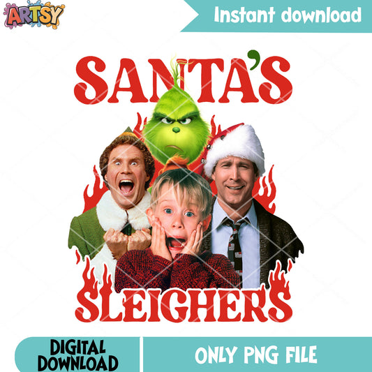 Santa sleighers grinch png, clark grisswold png, kevin mccalister png