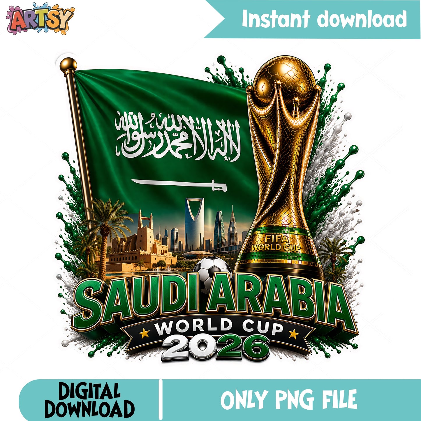 Saudi Arabia World Cup 2026 PNG, FIFA World Cup PNG, Soccer PNG