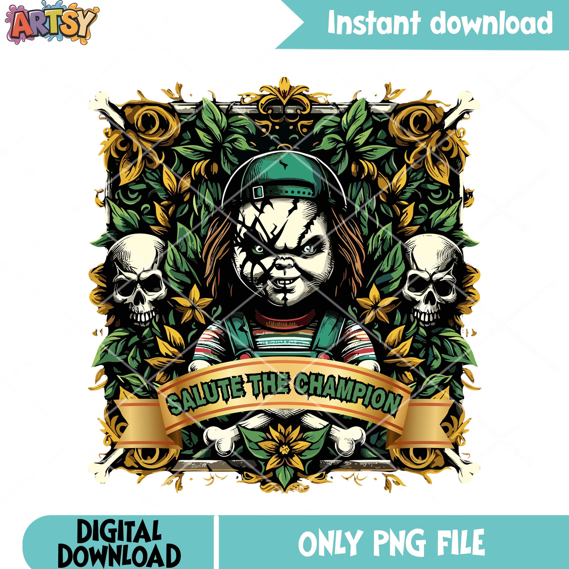 Scar face chucky the doll png, skull skeleton png, halloween scary png