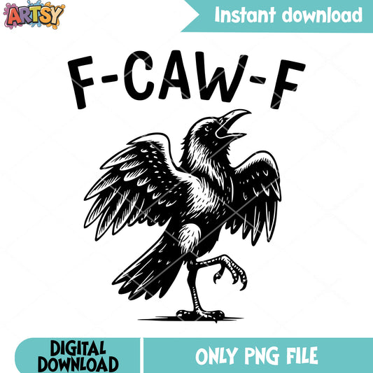 Scary F caw F crown png, black raven png, creepy animal png