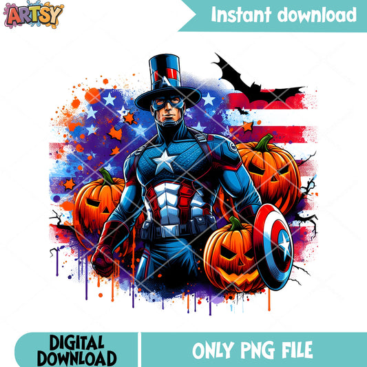 Scary Pumpkin captain png, marvel halloween png, jack o lantern png