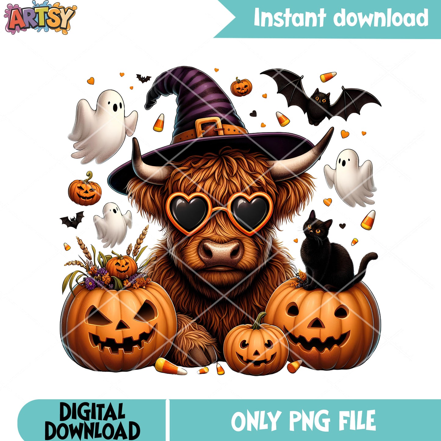 Scary bats Jack o lantern png, heart glasses png, witches hat png