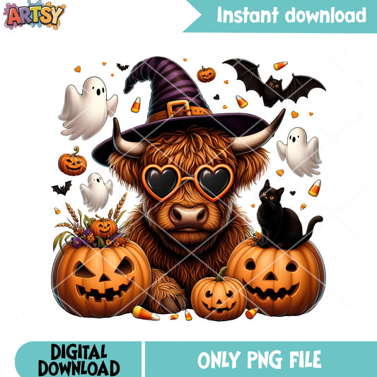 Scary bats Jack o lantern png, heart glasses png, witches hat png