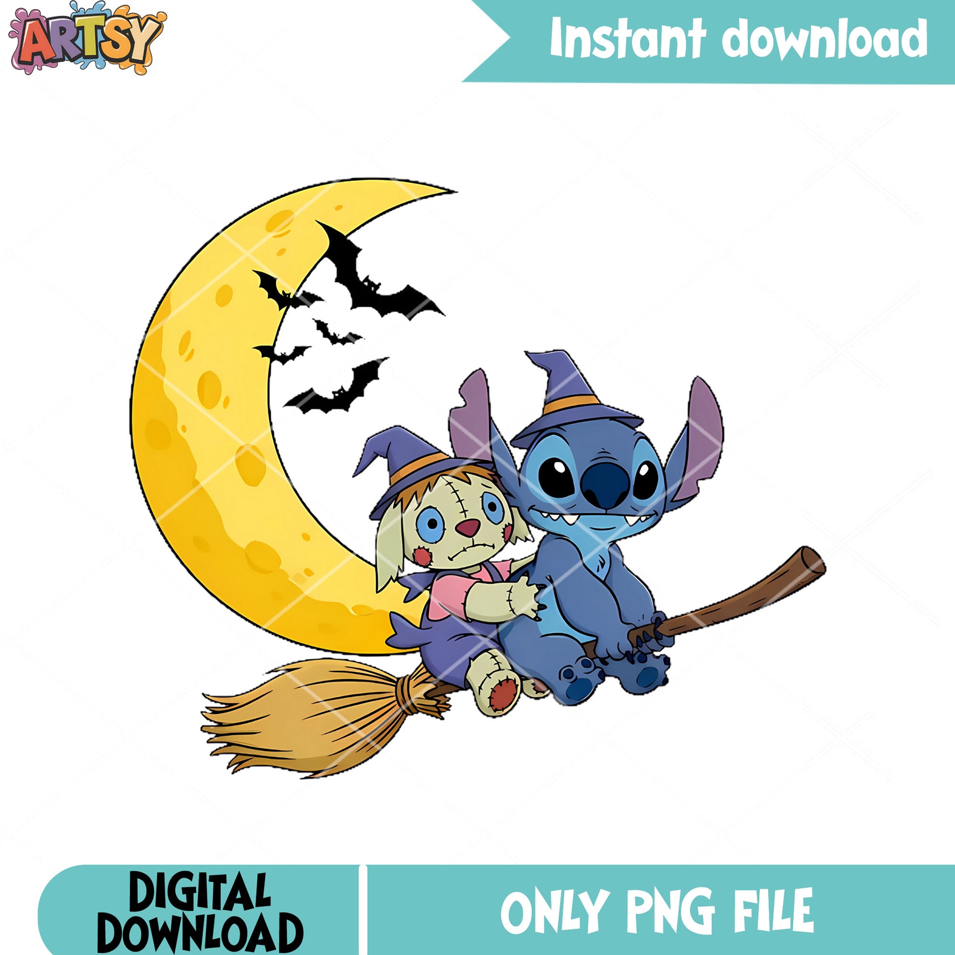 Scary bats and doll png, witches har png, happy halloween png