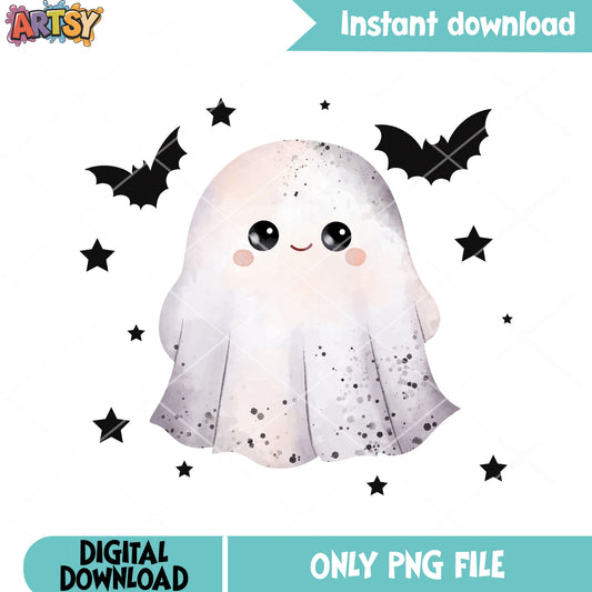 Scary bats cutie blanket png, ghost costume png, halloween scary png