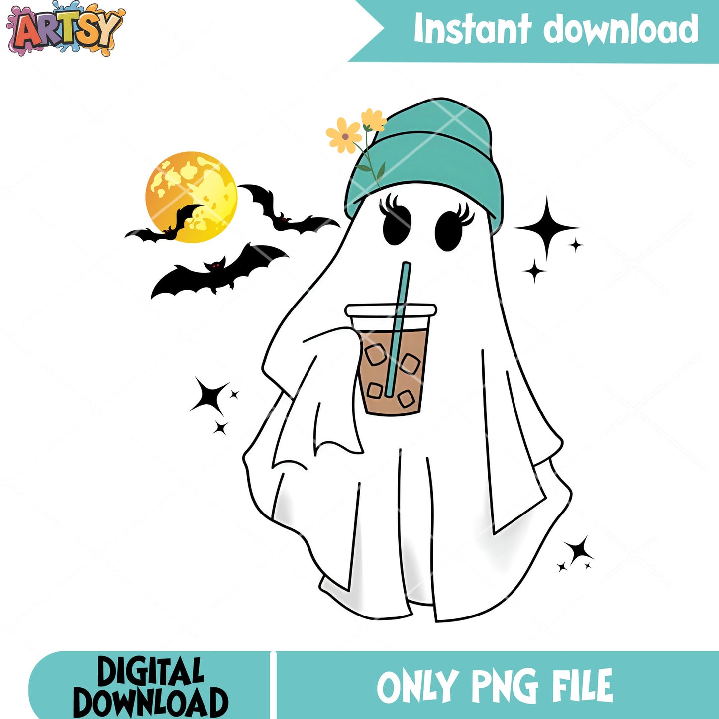 Scary bats green beanieblanket png, full moon png, halloween scary png