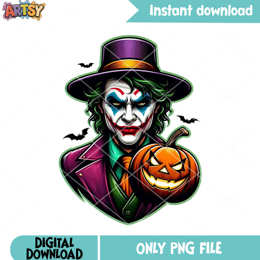 Scary bats pimpkin png, joker png,dc comic halloween png