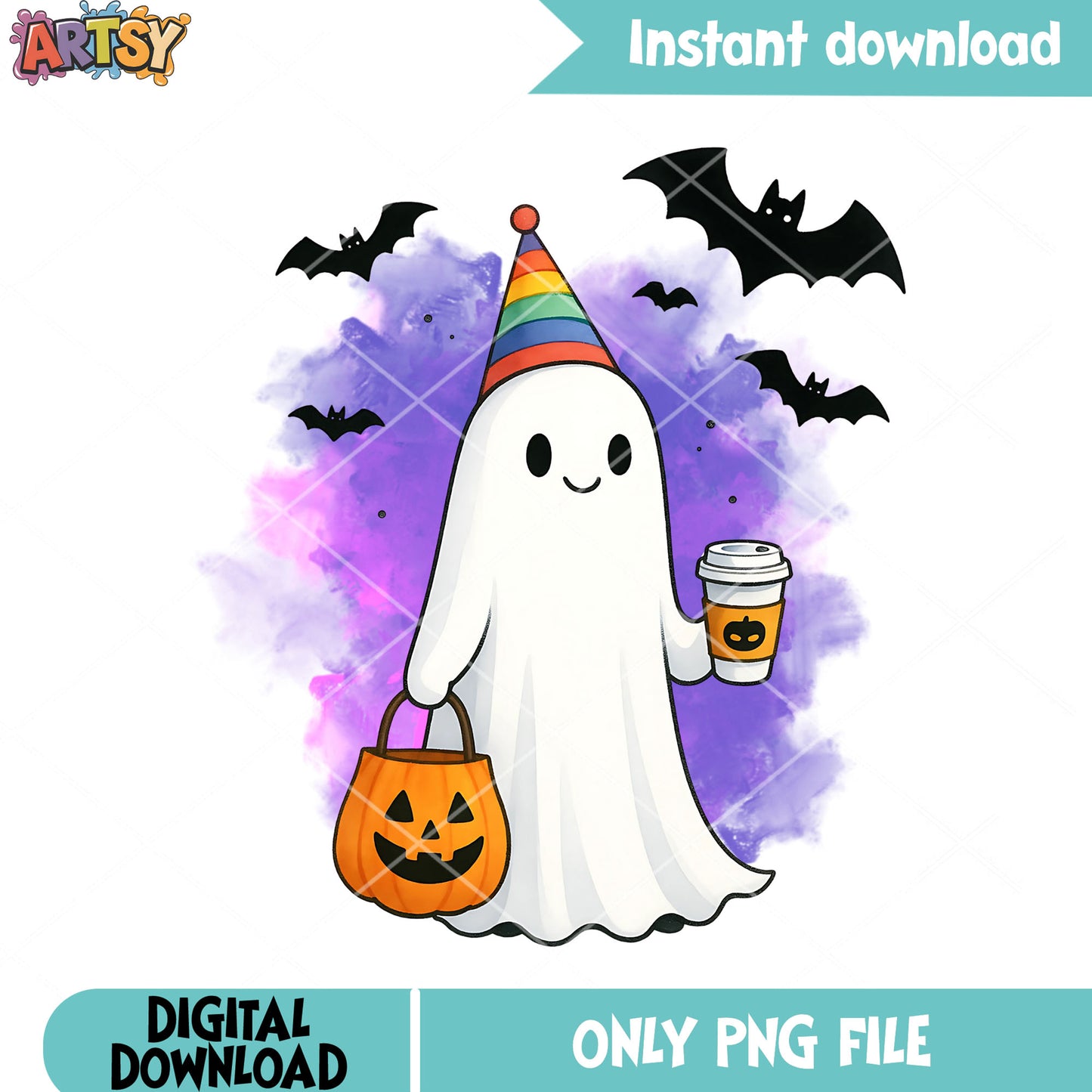 Scary bats wicker pumpkin png, hot chocolate png, halloween scary png