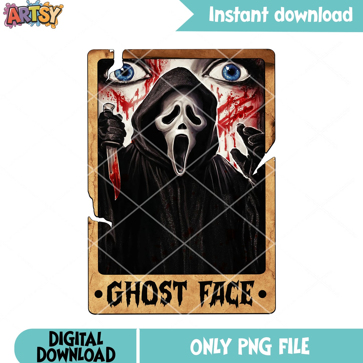 Scary blue eyes  bloody knife png, ghost face png, scream movies png