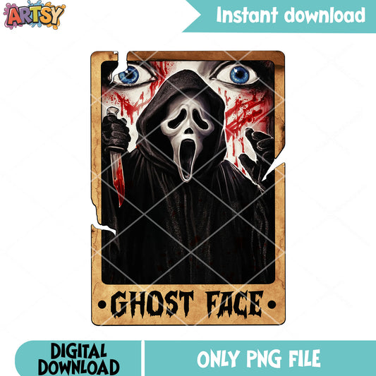 Scary blue eyes  bloody knife png, ghost face png, scream movies png
