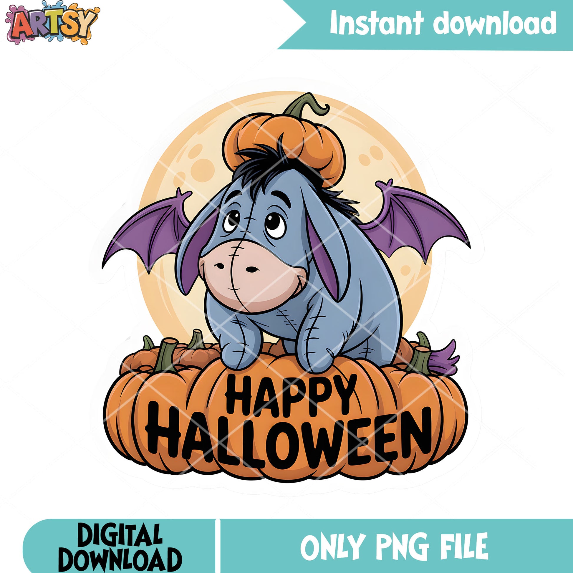 Scary eeyore halloween night png, spooky halloween png, pooh friends png