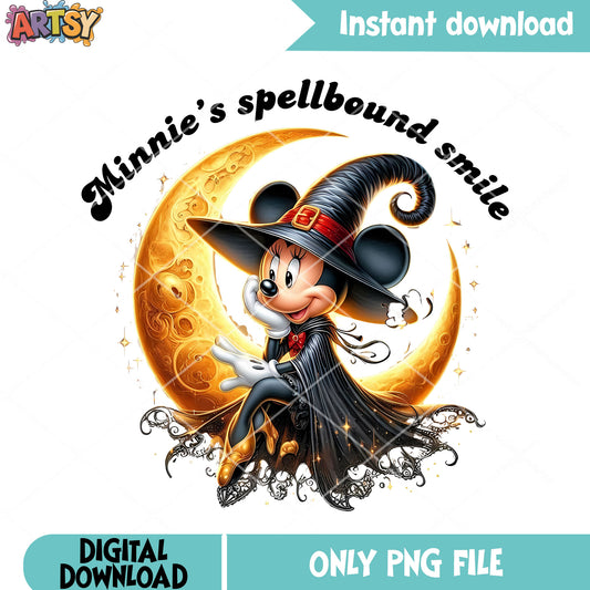 Scary halloween crescent moon png, gold heels png, witch costume png