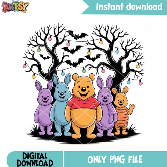 Scary halloween night png, disney halloween png, Winnie the pooh png