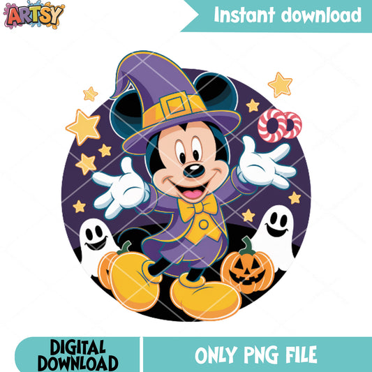Scary halloween night png, jack o lantern png, witch costume png