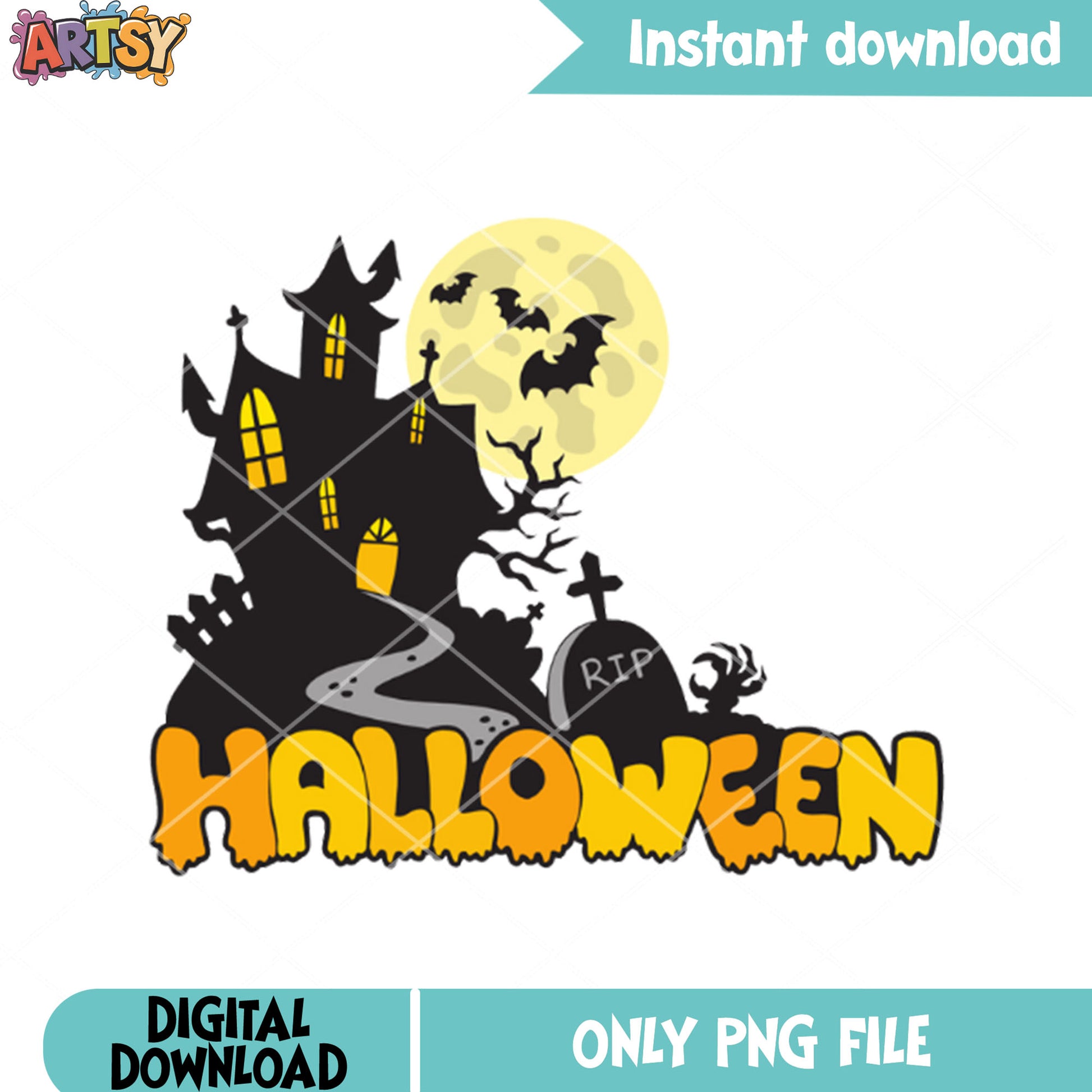 Scary halloween night png, zombie hand png, rip tomb png