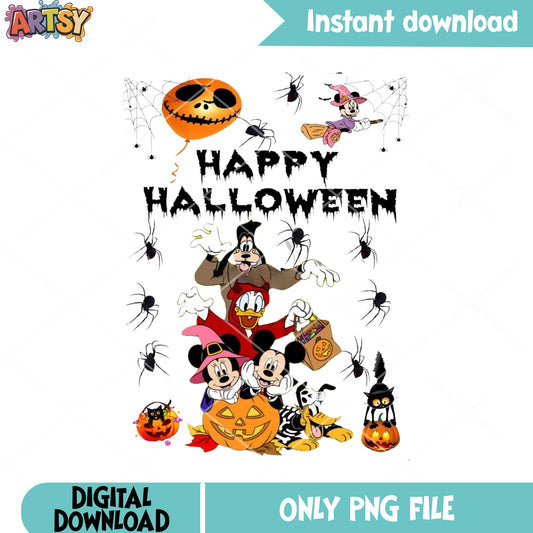 Scary halloween party png, jack o lantern png, disney character png
